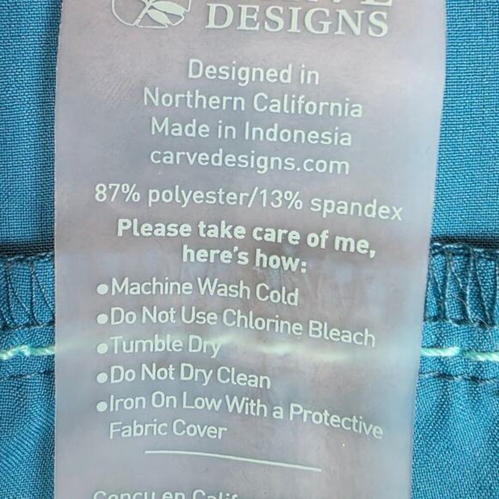 Title‎ Nine Carve Designs Board Shorts Lace Up Sz 14 XL Teal Green Swim Unlined - Picture 8 of 11